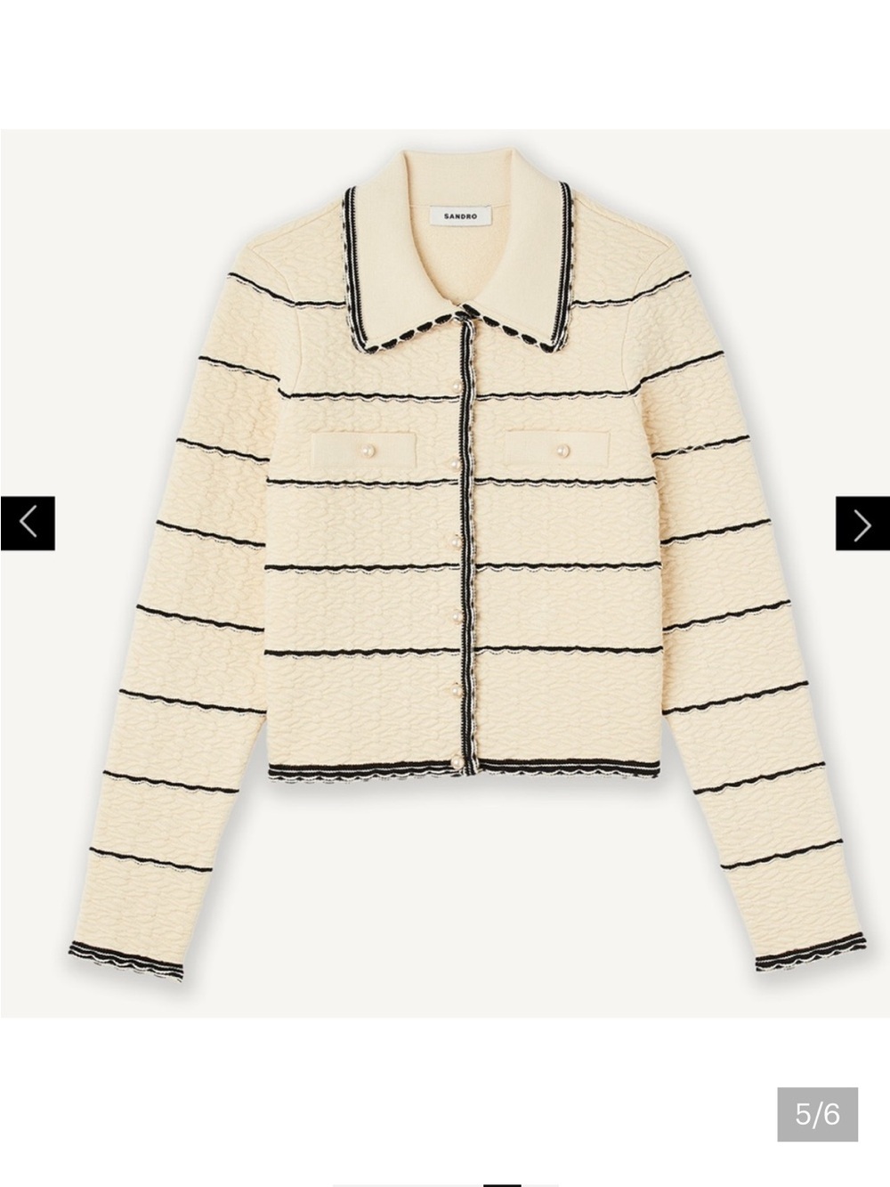 SANDRO Infinity Scallop Trim Cardigan Size 3